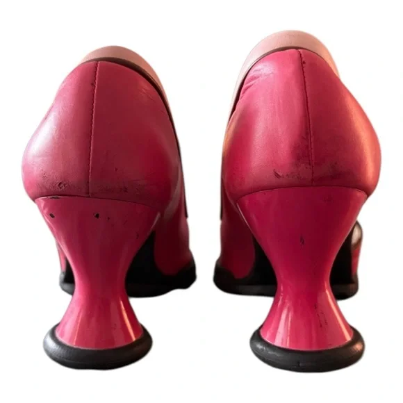 John Fluevog Mini Bebe Magenta Pink Sculpted Heel Pumps Size 9.5 - Picture 7 of 8